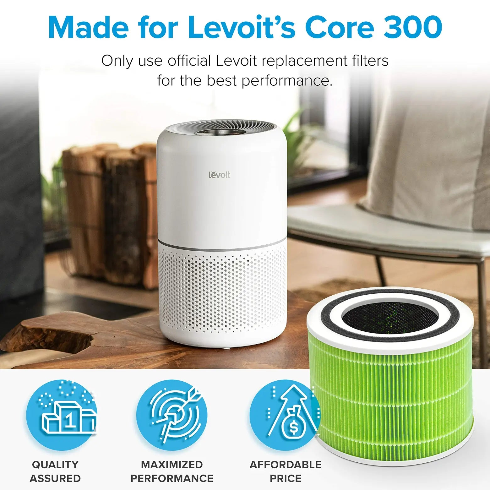 Levoit Core 300/300S HEPA 3-Stage Mold and Bacteria Replacement Filter
